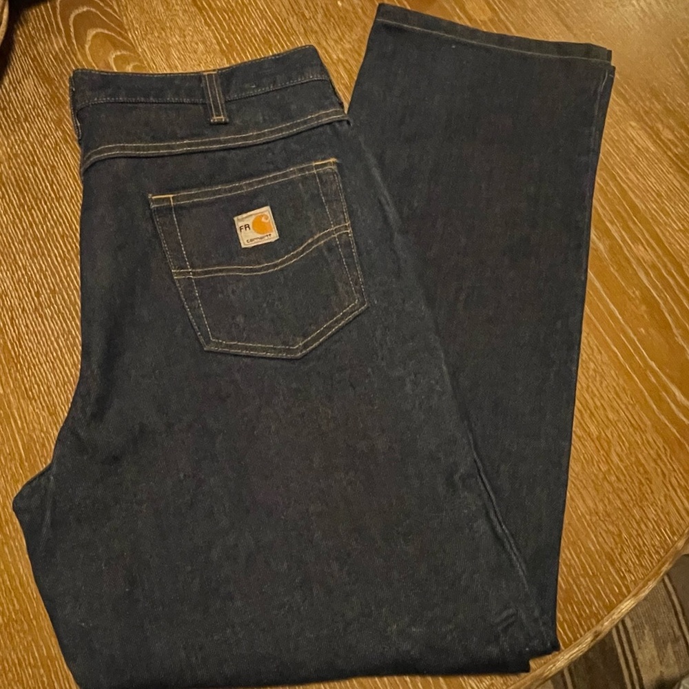 Carhartt FR Men's Dark Blue Wash Denim Jeans Size 36x32 CAT 2 NFPA 2112